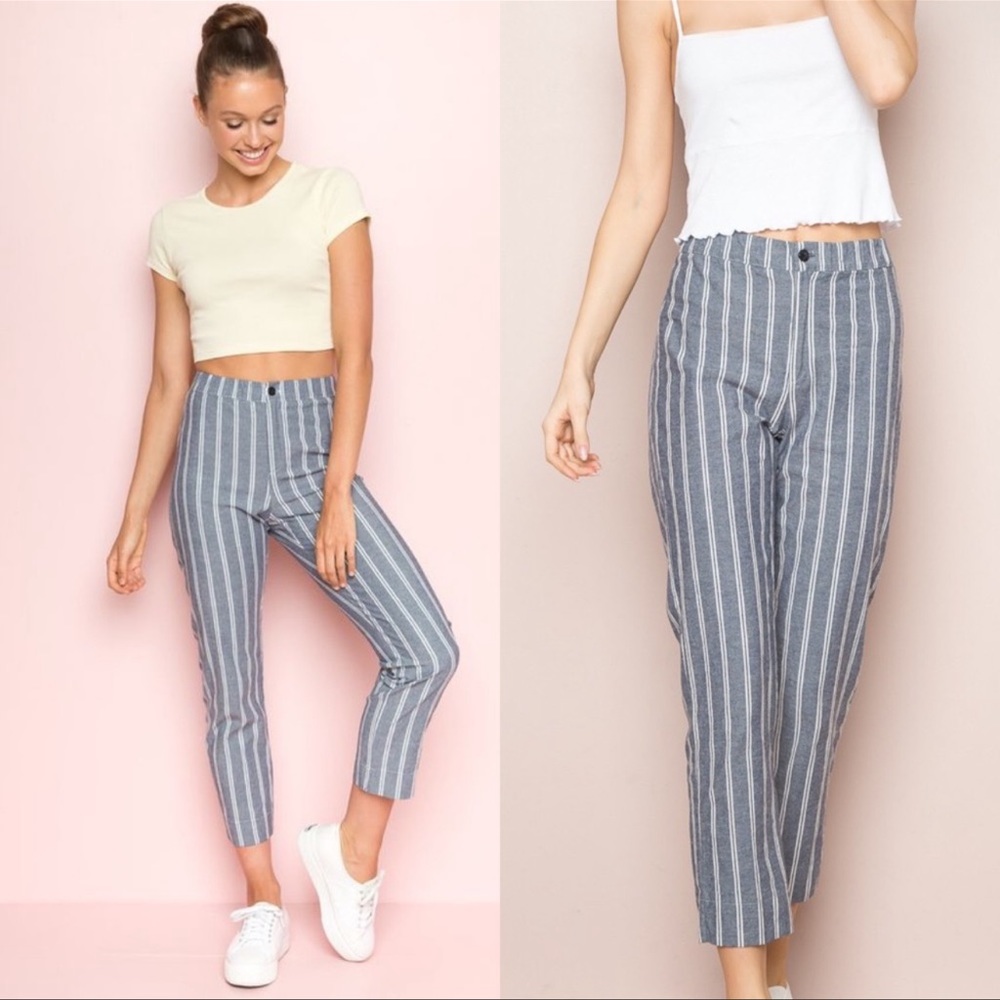 SOLD ON MERCARI Brandy Melville Tilden Pants Blue Gray White NWOT